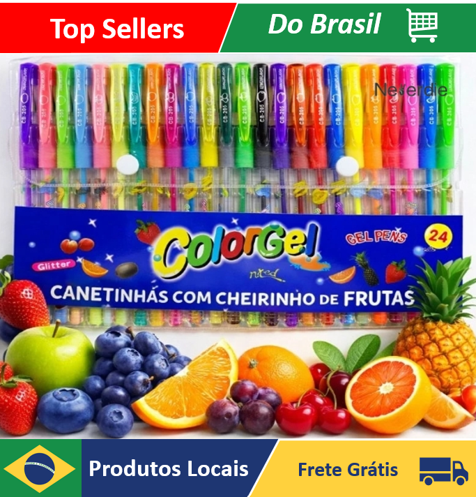 Caneta Gel Colorgel Canetinhas Coloridas Perfumadas Glitter Kit 24 Cores - Neverdie Store