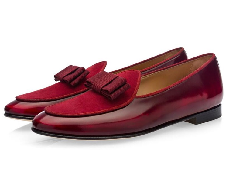 Suede Loafers Men Slippers Bowknot Dress Shoes New Fashion Patchwork Gentlemen Casual Shoes Driving Mocassins
