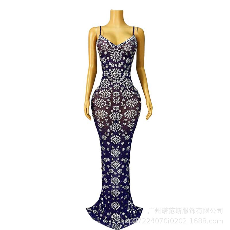 Niche Grape Purple Glam Suspender Resort Style Dress Model Catwalk Cocktail Party Evening Dress Damen Kleider Abendkleid Elegant