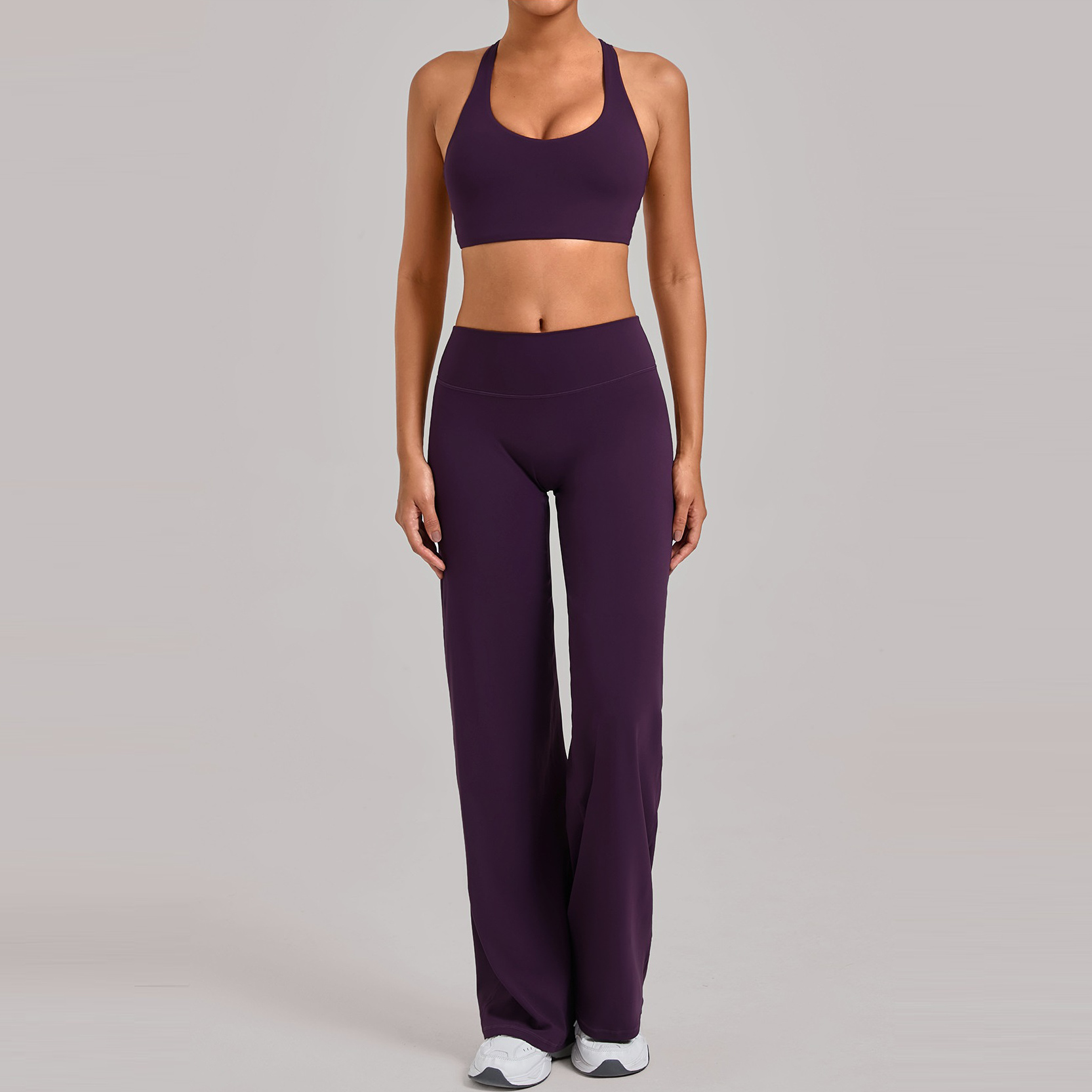 Sportswear Woman Gym Set 2026 Sports Bra Pants Two Piece Outfits Woman Yoga Clothing Activewear Ensemble Sport Femme Purple Navy