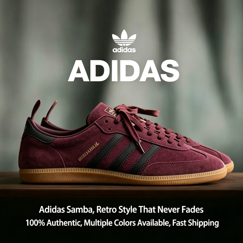 Adidas samba Trefoil Unisex Low Top Sneakers, Classic Wear-resistant Street Style Fashion Casual Trainers JR3848