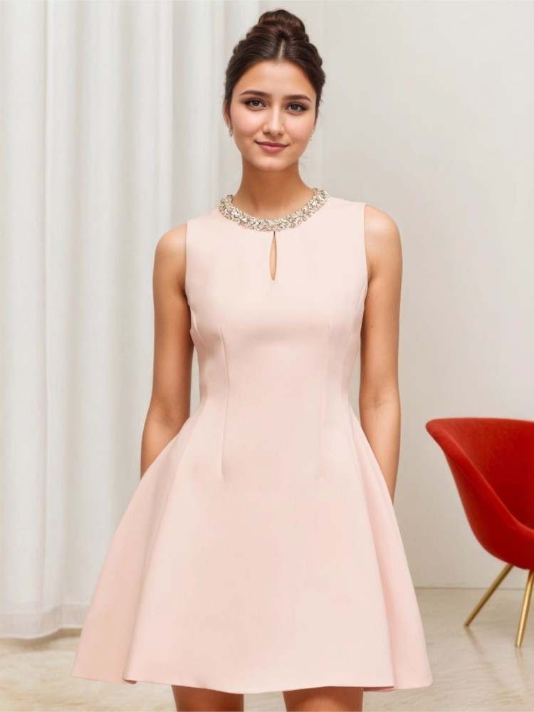 2025 Elegant Dress French Party Dresses Sweet Vestido Femininos Mini Vestidos Woman Sleeveless Solid Color Banquet Fashion Slim