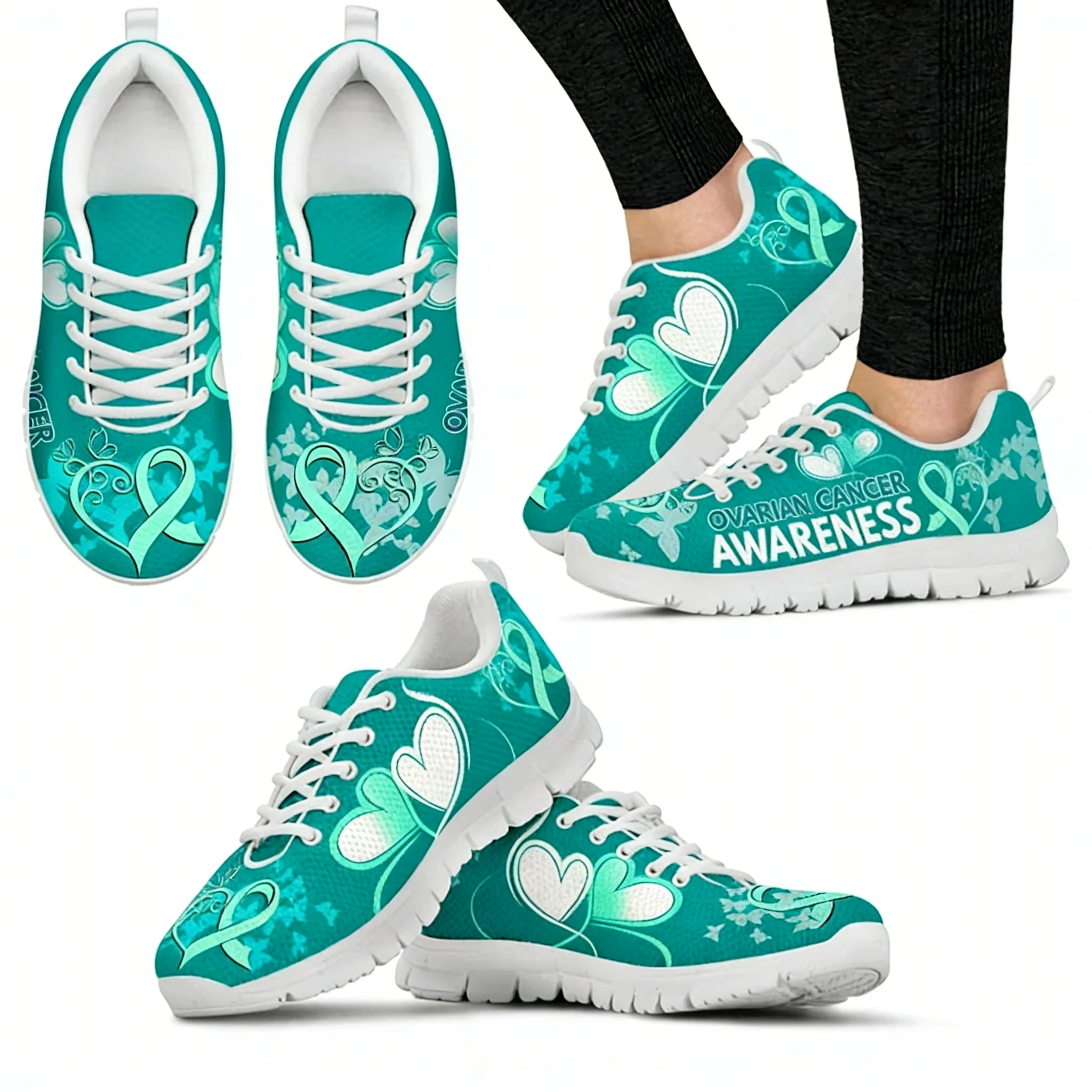 Scarpe da Tennis da donna consapevolezza del cancro al seno Design a nastro rosa Sneakers da corsa resistenti allo sporco Zapato