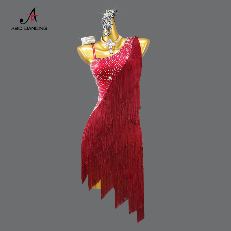 Latin Dance Dress Women Ballroom Party Skirt Practice Wear Prom Tassels Costume Ladies Sport Suit Girl Evening Samba Performance