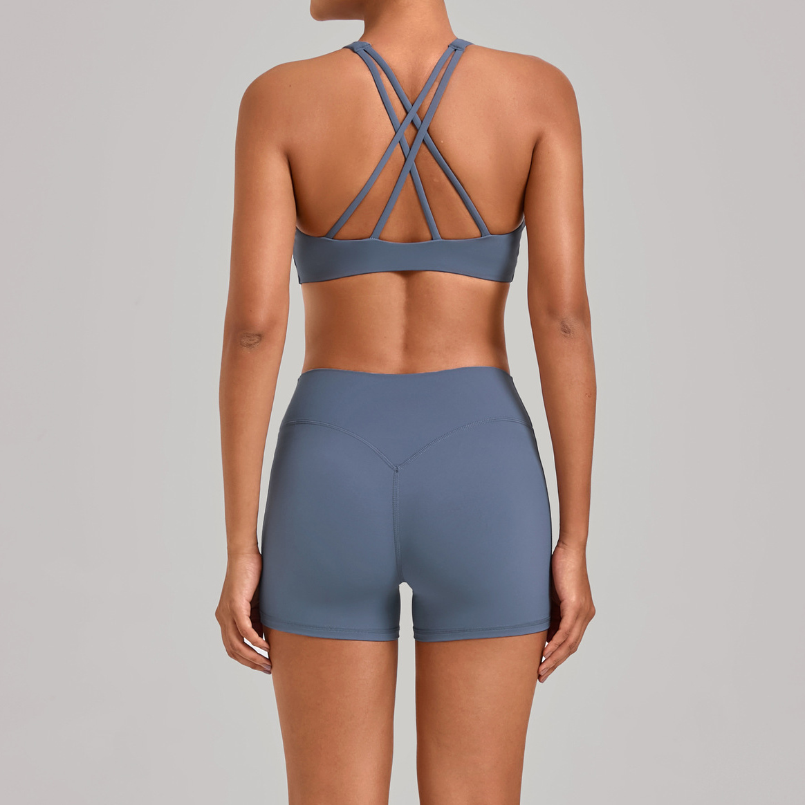 Sport Outfit for Woman Gym Set 2026 Summer Workout Clothes Sports Bra Shorts Suit for Fitness Active Wear Ensemble Femme Blue