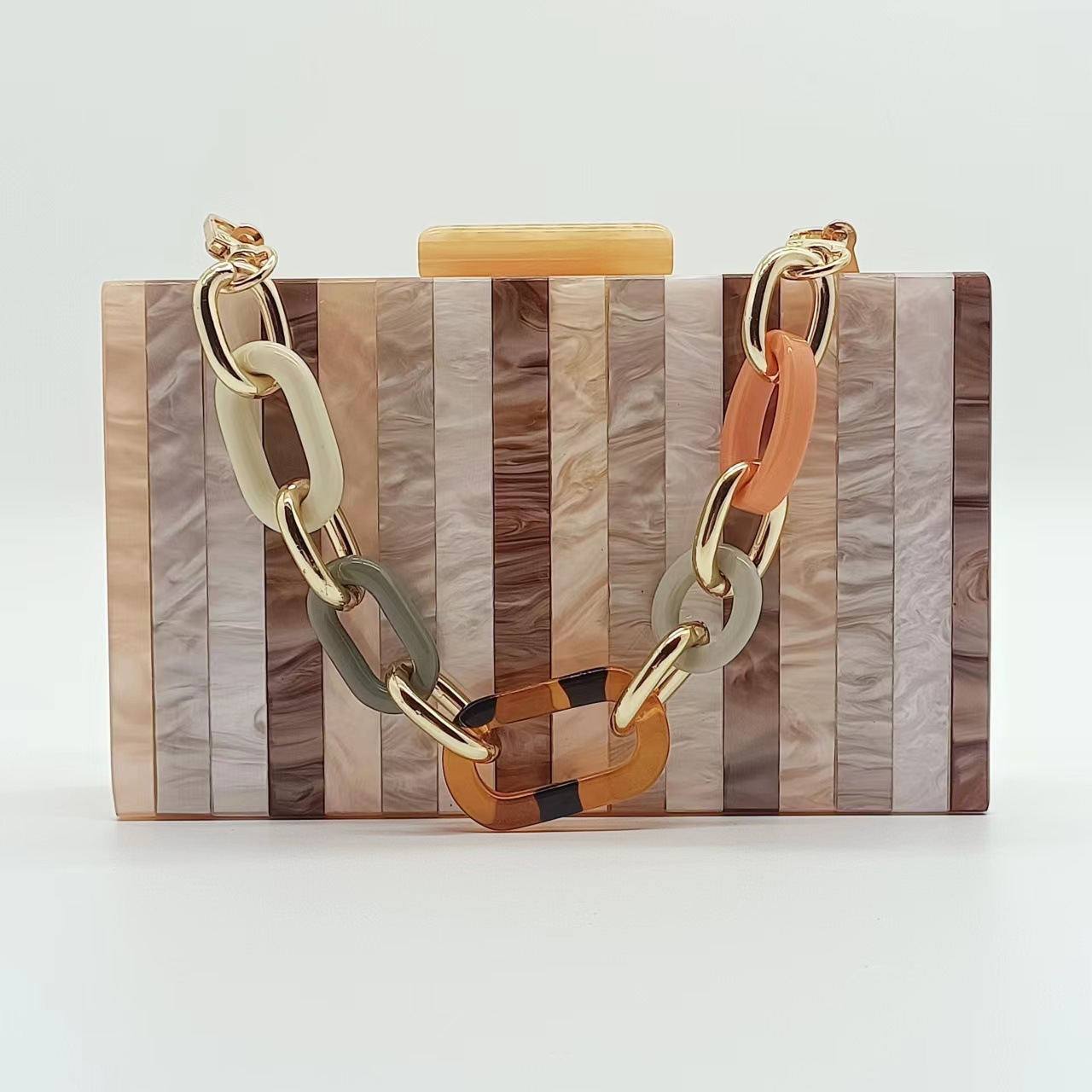Striped Champagne Spliced Acrylic Dinner Bag Shoulder Crossbody Handbag Luxury Handbags Borsa Luxury Donna Luxury Bags Designers