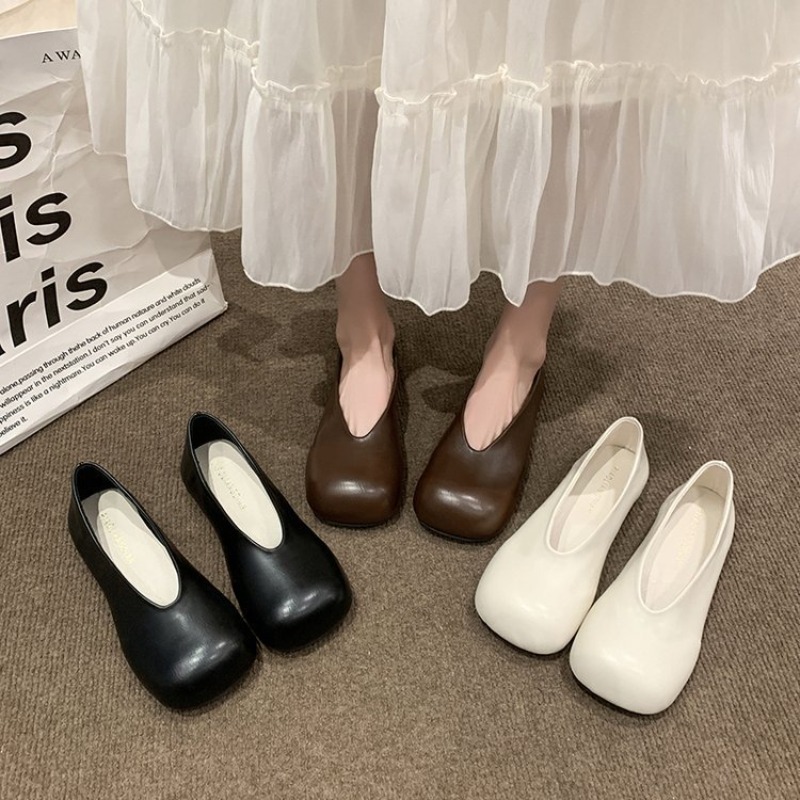 2025 Women Flat Shoes Casual Shallow Mouth Single Shoes Round Toe Slip on Womens Loafers Solid Color Flat Bottom Mocasines Mujer