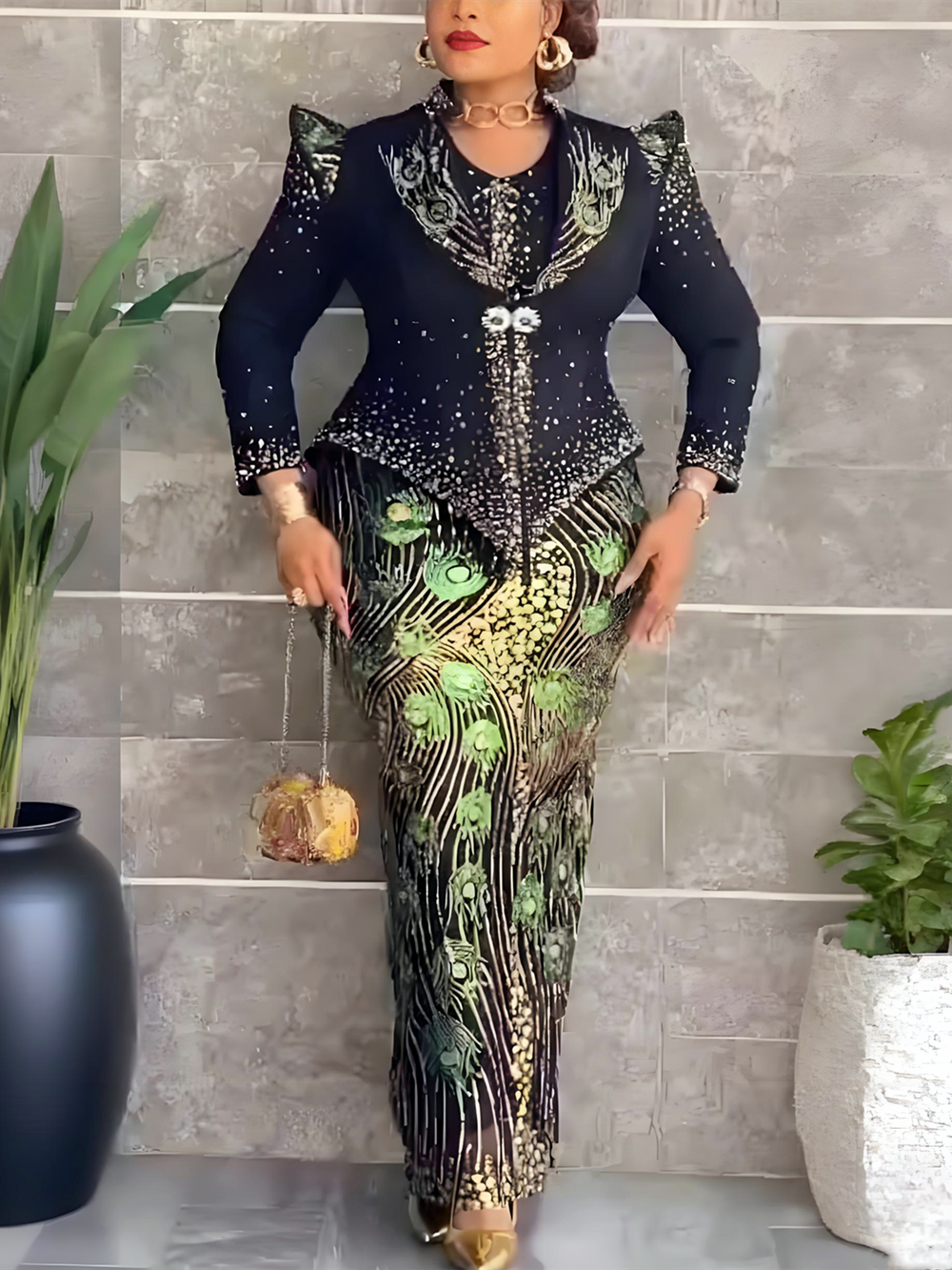 2 PCS Sets African Clothes for Women Dashiki Sequin Evening Gown Plus Size Turkey Wedding Party Long Dresses with Coat 2026 New