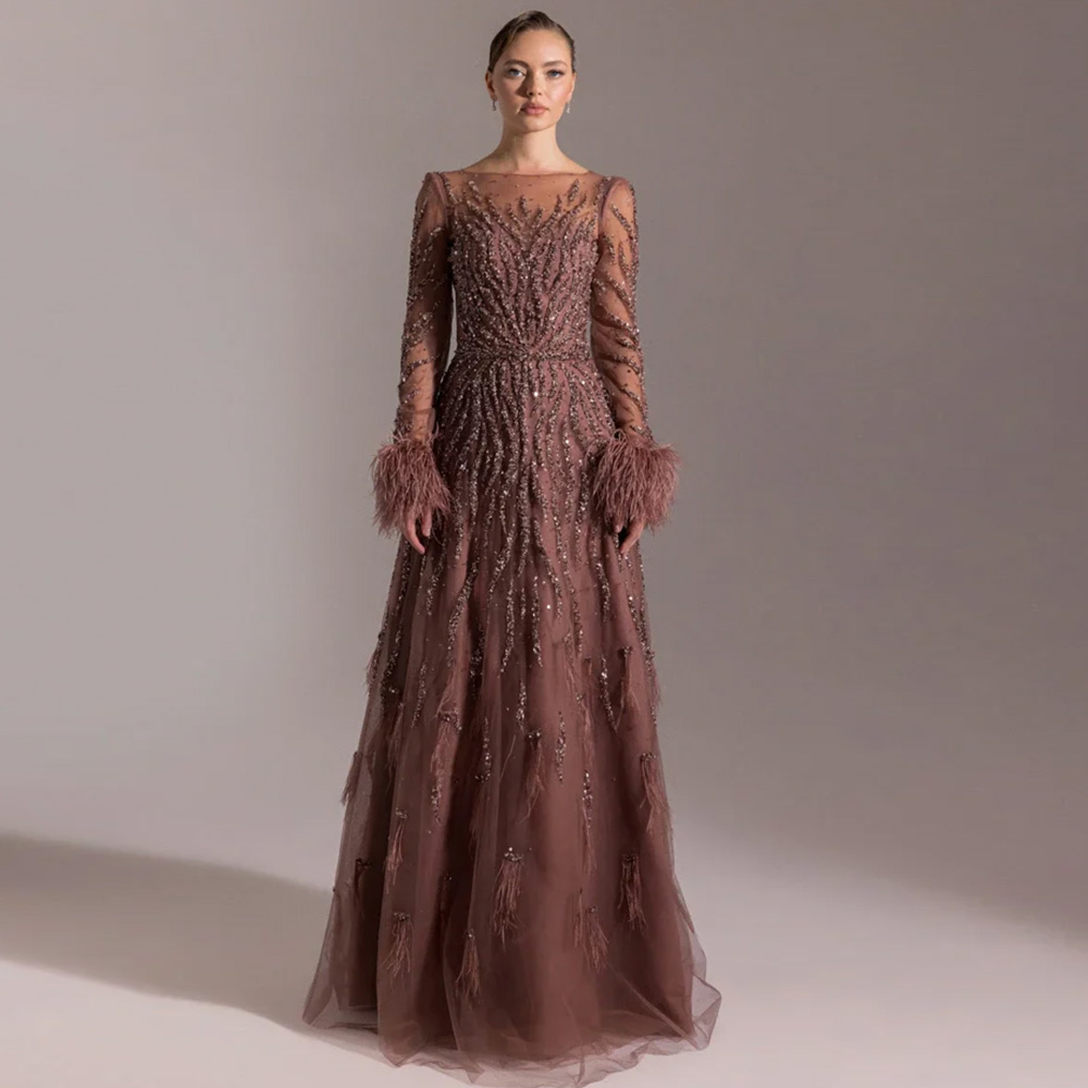 Exquisite Beading Feathers Customized Vestido De Festa High Quality Organza Evening Dress Elegant A-Line Satin Homecoming Dress