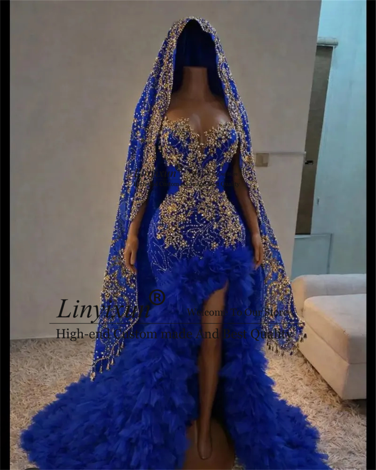 Glitter Diamond Crystal Mermaid Prom Dress Customized Aso Ebi Robes De Soiree Black Girls Sexy Ruffles Slit Wedding Party Gown