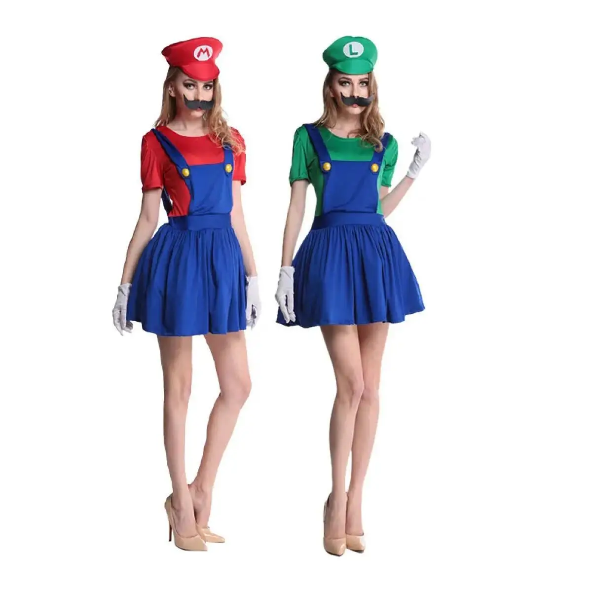 תחפוש Luigi Disguise - חליפת אחים סופר דלוקס לגברים ונשים עם כובע וזקן