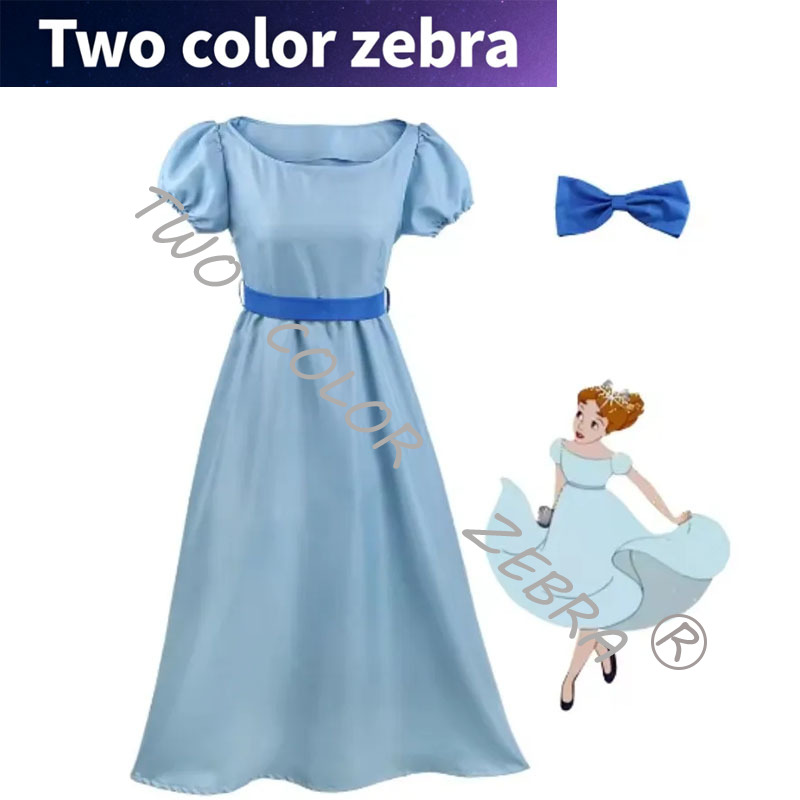 Peter Cosplay Pan Damen Prinzessin Wendy Fairy Kostüm Blaues mittelalterliches Halloween-Kleid Cosplay Costume