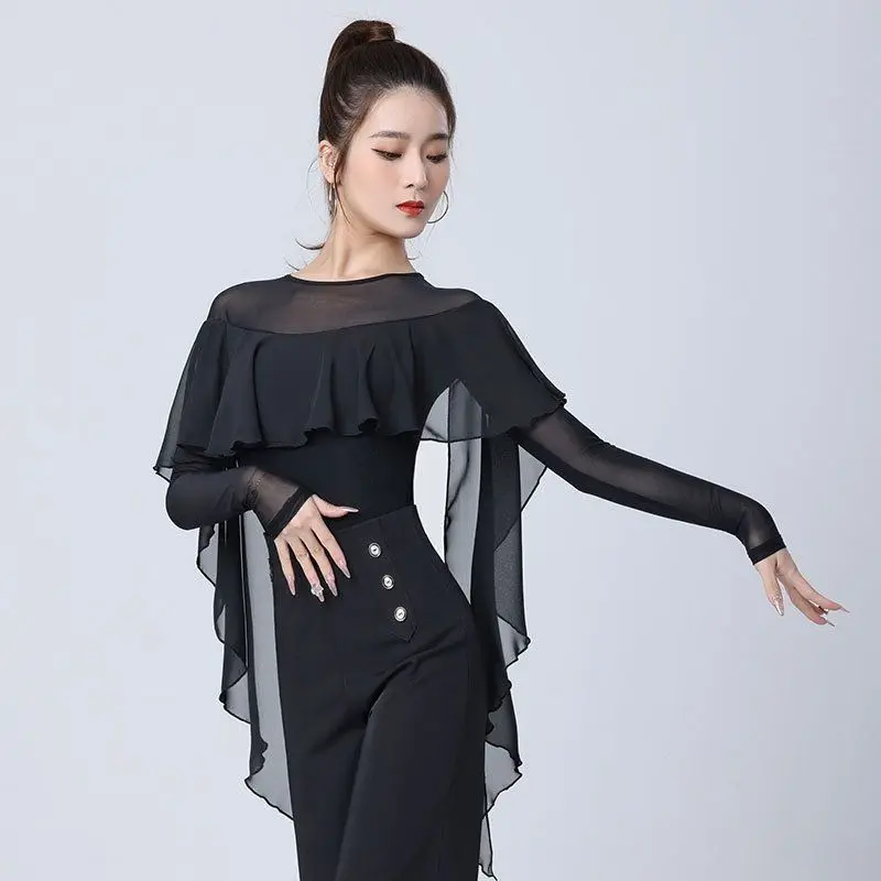 Sexy Latin Dance Tops Women Performance Ballroom Evening Dresses Leotard Clothes Waltz Samba Tango Blouse Practice Costumes