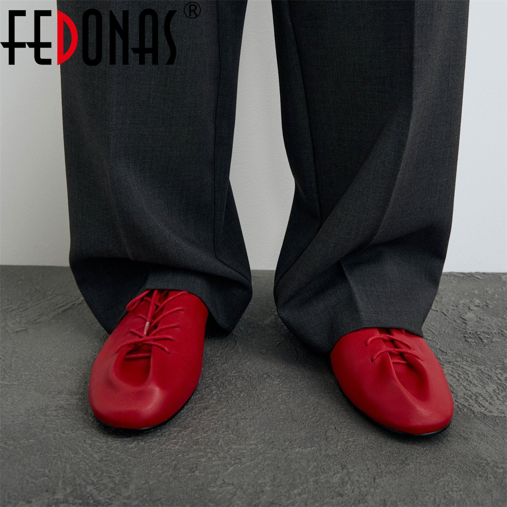 FEDONAS New Women Genuine Leather Shoes Flats Platforms Cross-tied Soft Leather Casual Shoes Female Fashion Loafers Shoes Woman