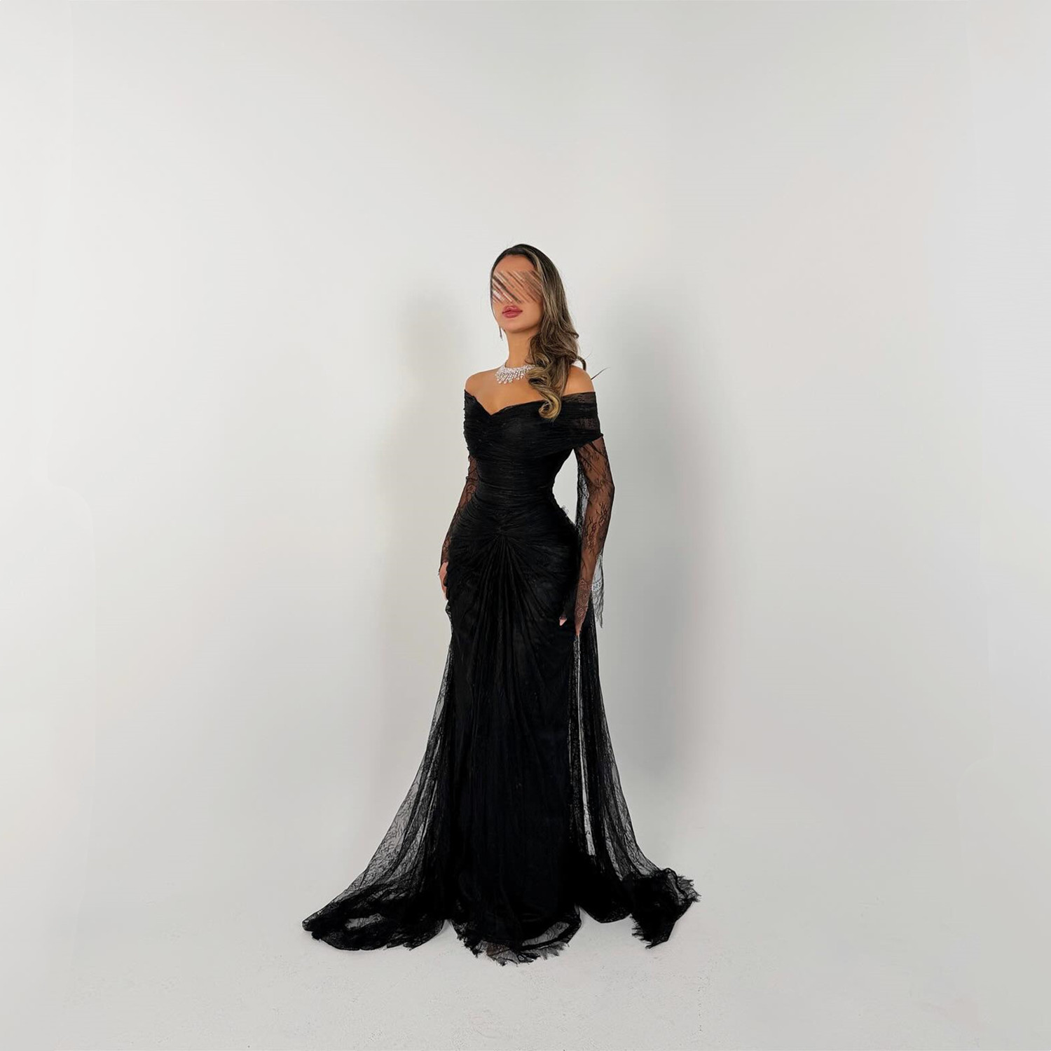 Lucy فساتين سهرة Womens Dresses for Special Occasions Lace Black Women Evening Dress Customized Vestidos De Festa Mermaid Prom