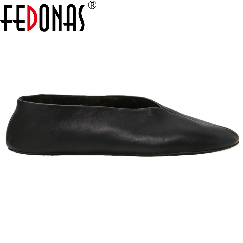 FEDONAS Fashion Genuine Leather Flats Shoes Soft leather Comfort Loafers Shoes Slip On Casual Flats Shoes Woman