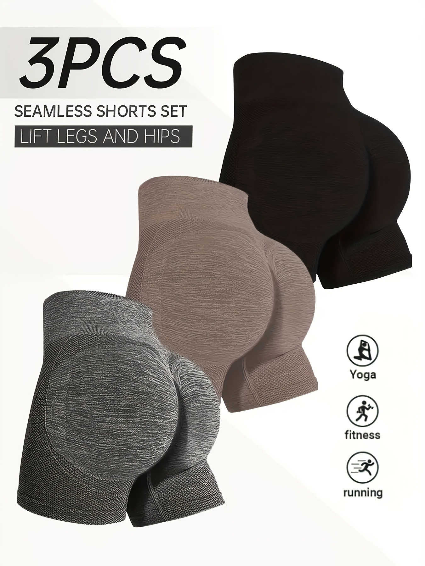 Conjunto 3 Piezas Shorts Moldeadores Mujer, Control de Abdomen y Levanta Glúteos, Largo Completo, Pantalones Deportivos para Yog
