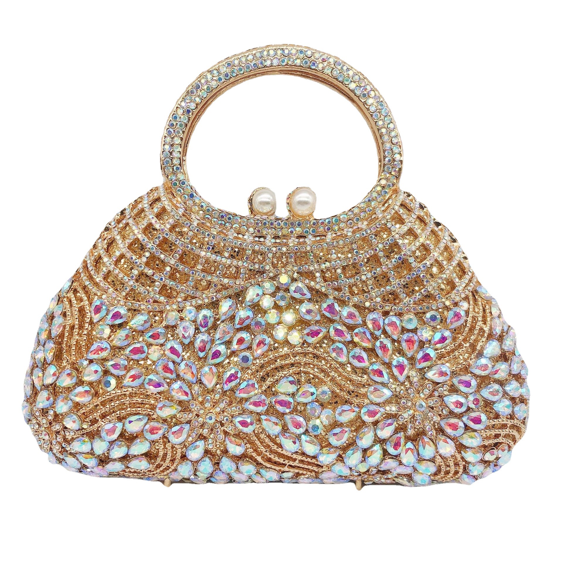 Hand-held Diamond-encrusted Dinner Bag Large Capacity Shoulder Crossbody Hollow Rhinestone Women's Bag Banquet Clutch Handtasche
