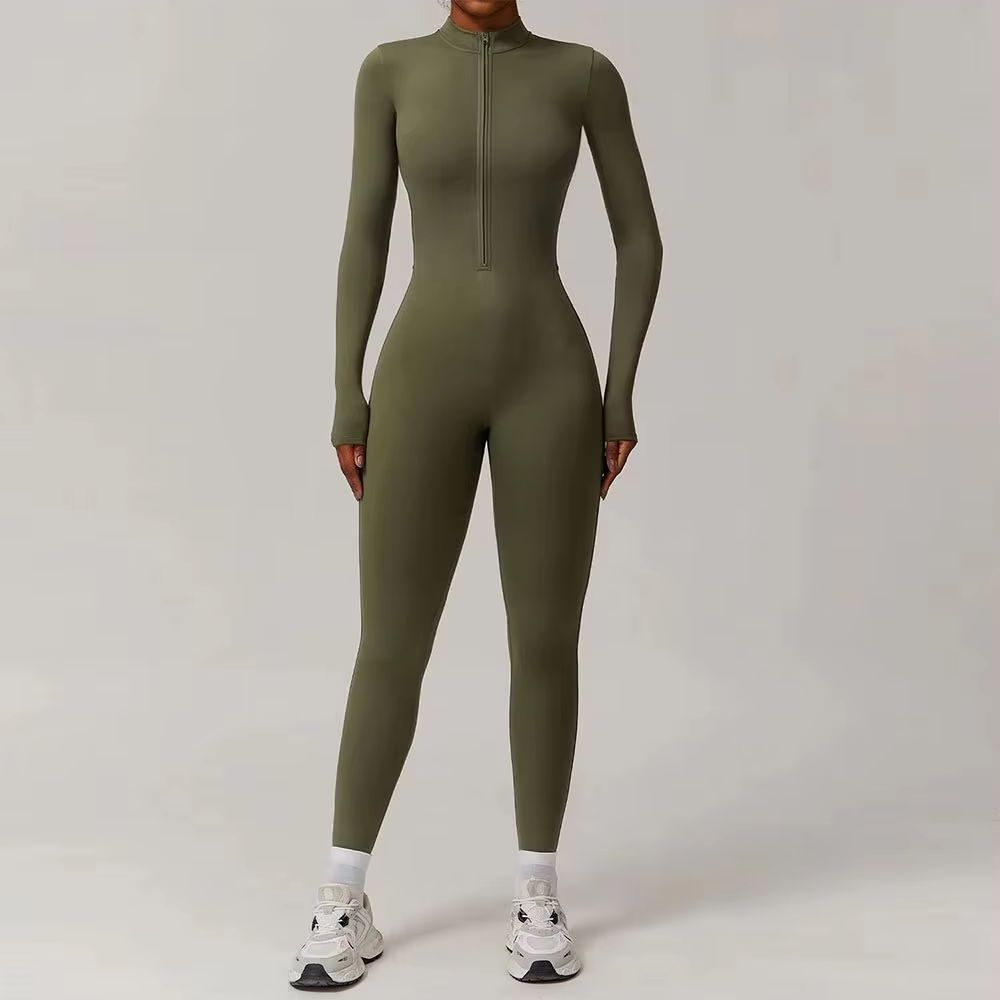Winter Zipper Workout Jumpsuit Sports Overalls Women Gym Clothing Running Fitness Suit Gym Tracksuit Push Up Sportswear Yoga Set