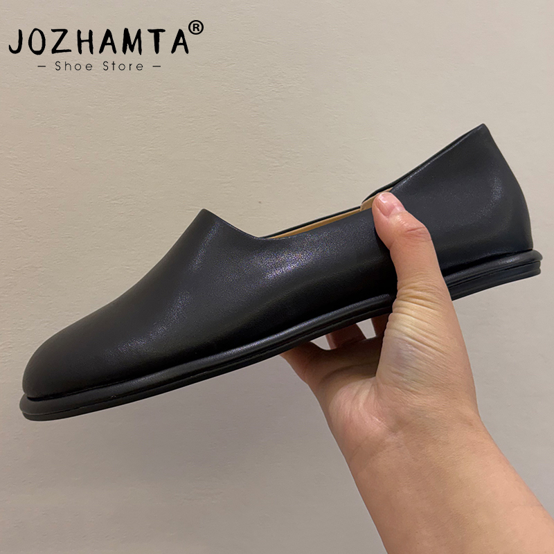 JOZHAMTA Size 34-43 Women 2026 Real Leather Slip-On Loafers For Women Casual Flats Shoes For Women Comfort Spring Pumps