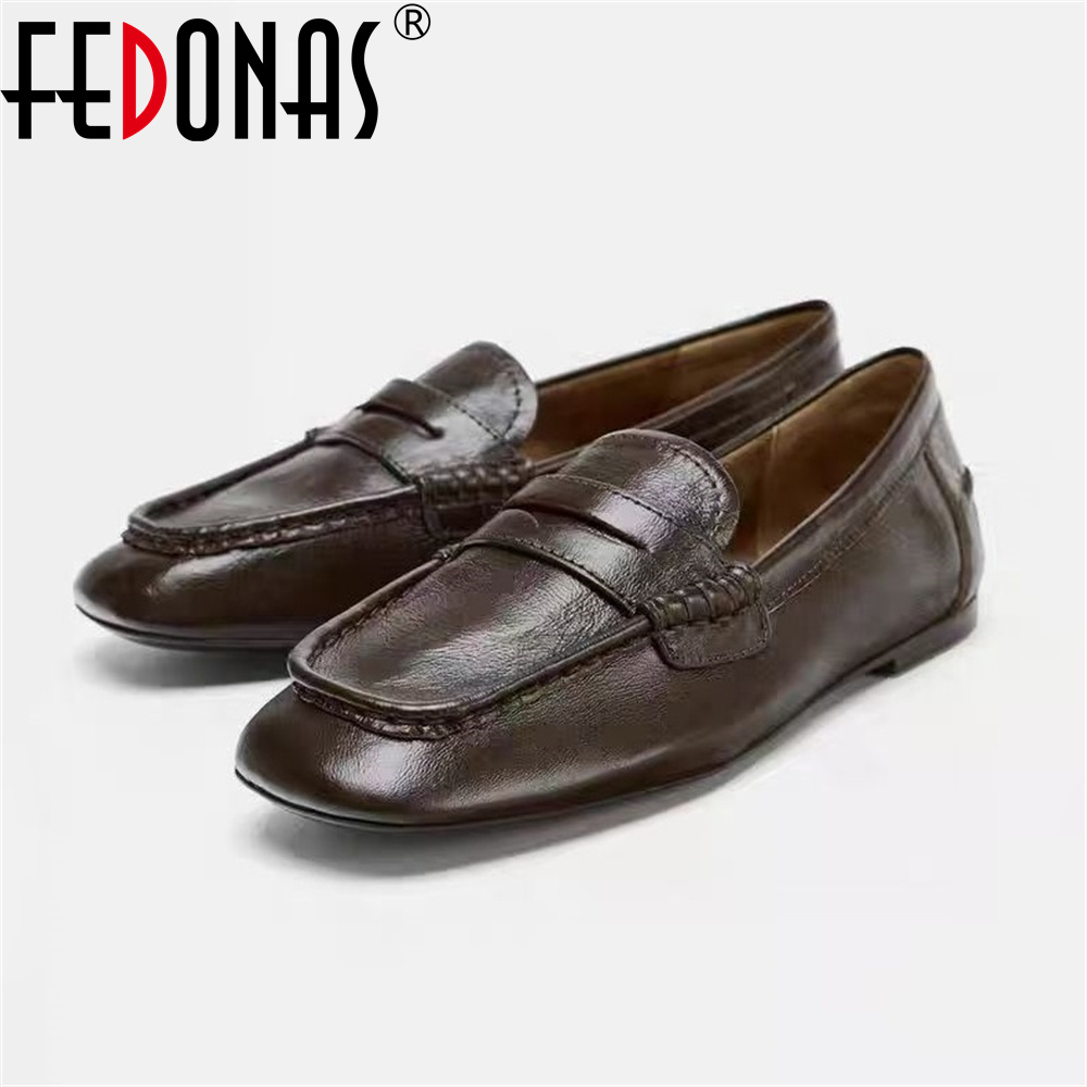 FEDONAS Fashion Loafers Genuine Leather Shoes For Women Flats Platforms Soft leather Spring Summer Casual Shoes Woman Loafers