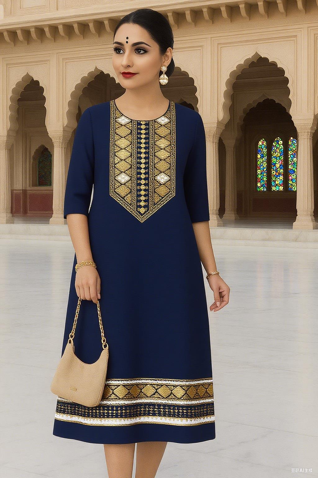 Women's Fashionable And Elegant Muslim Kurtta Straight Tube Casual Comfortable Dress 2026 Abito Donna Musulmana Slit hem