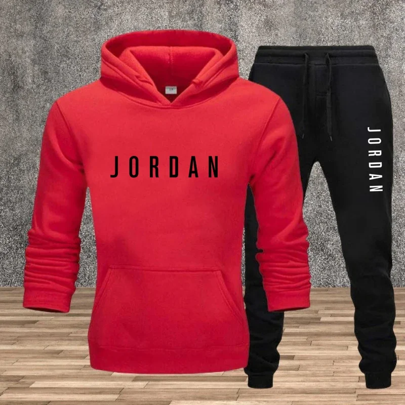 Vêtements de sport pour femmes 2026 - Ensemble de sport deux pièces à manches longues pour hommes, design couleur unie, sweat