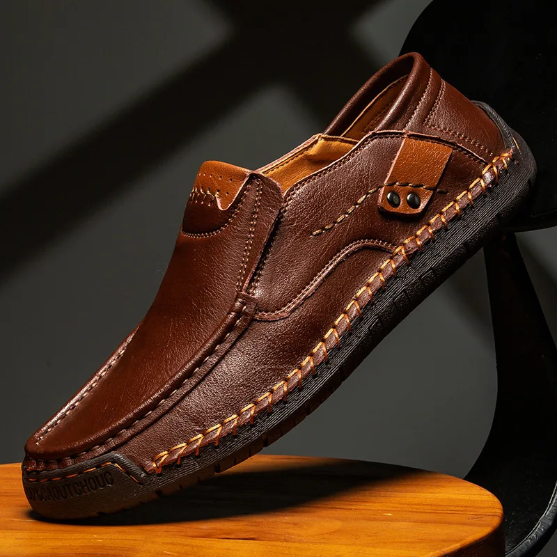 Mens Loafers Breathable Slip on Italian Driving Shoes Chaussure Homme Genuine Leather Men Handmade Casual Shoes