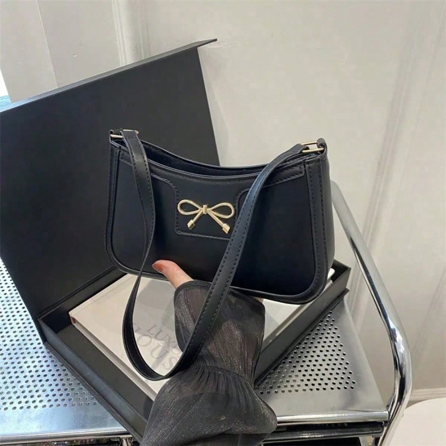 Damen Handtasche Herbst Winter Neue Pendler Schultertasche Mit Schmetterlingsknoten Dekoration Schrägtasche