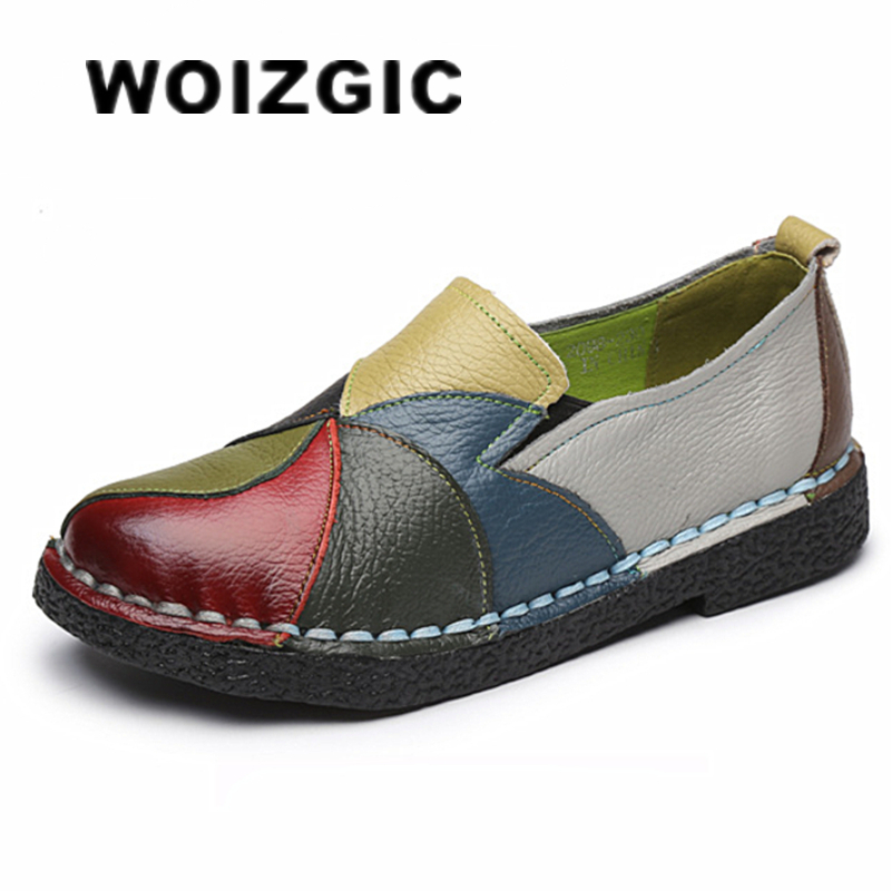 WOIZGIC נעלי נשים עור אמיתי - מוקסין גדול וחלקלק