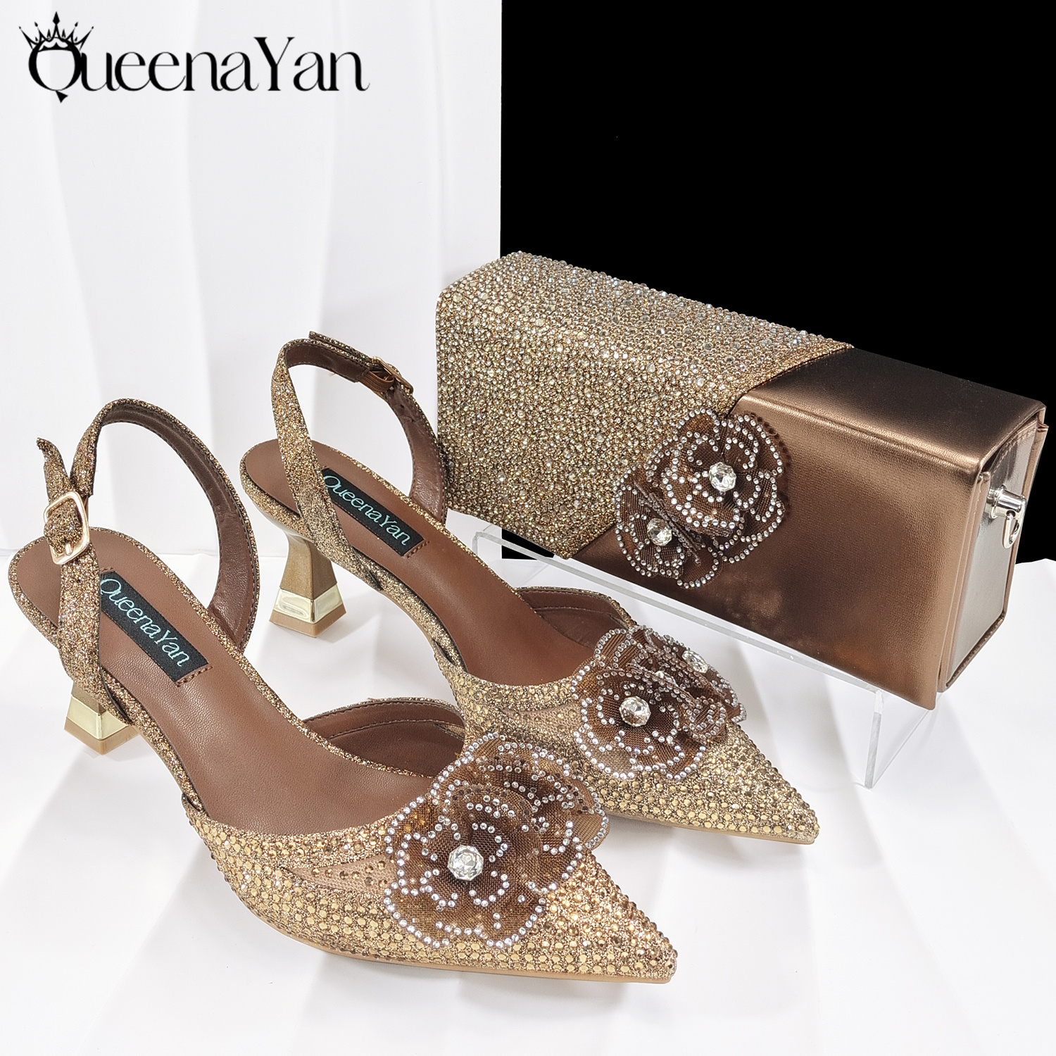 Italian Design Wedding Shoes & Bag Set Pointed Toe Slingback Heels Bequeme Handtasche Fashionable Commuter Essentials