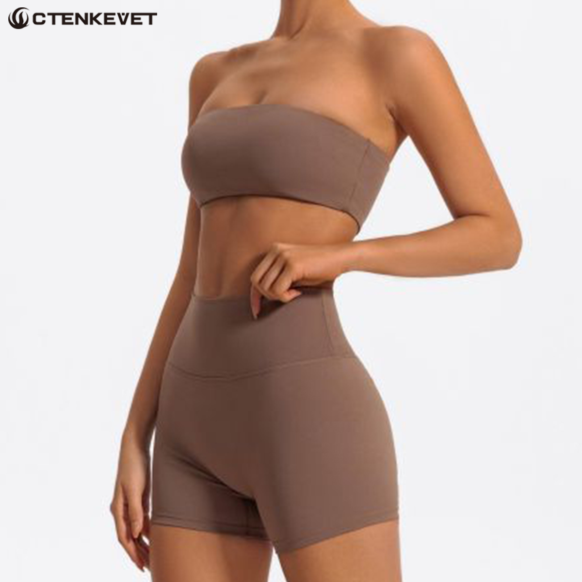 Summer Two Piece Fitness Sports Set Women Workout Yoga Outfit Strapless Bra Woman 2Ps Gym Crop Top Deportivos Mujer Gym Suits