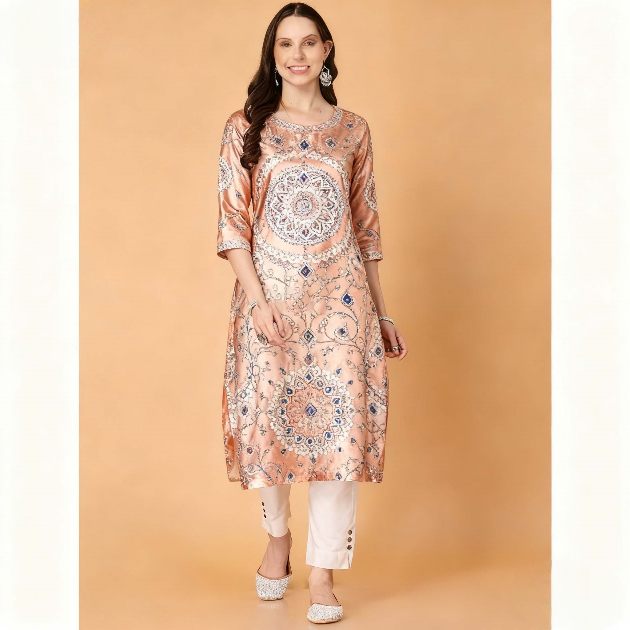 Muslim Dress Kurt Women's Fashionable Straight Tube National style Slit hem Multiple National Style Robe Abito Donna Musulmana
