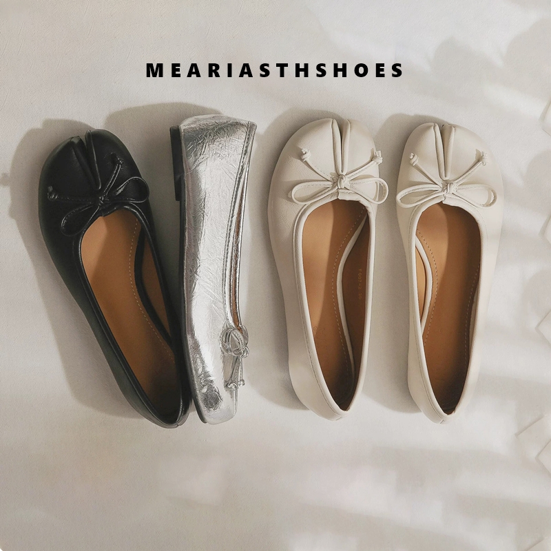 Spring Summer Microfiber Leather Split Toe Women Pumps Fashion bowknot Designer Low Heeled Tabi Soft Soles Loafers Casual Shoes