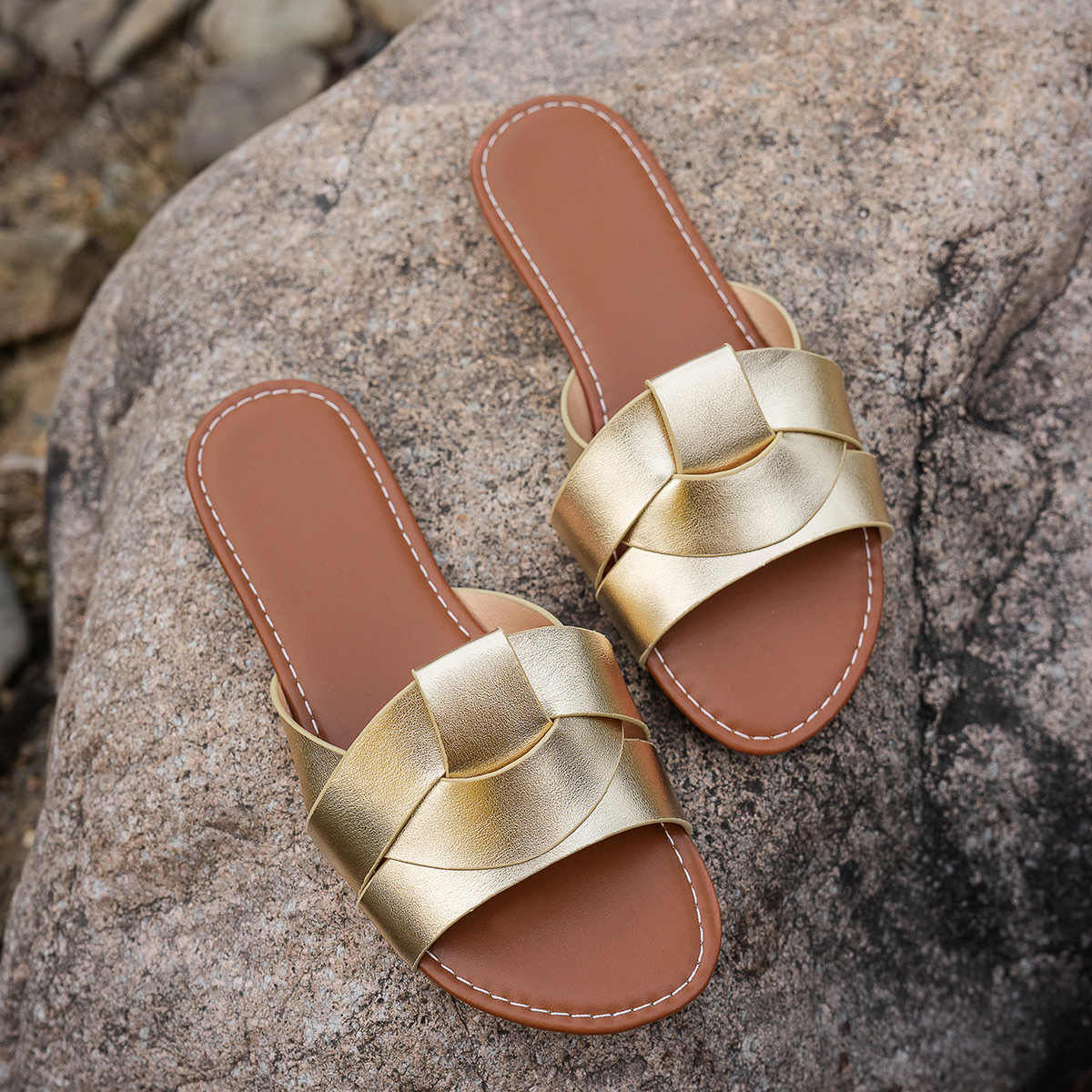 Summer Solid Color Flat Sandals 2025 Open Toe Outdoor Slippers Beach Women's Shoes Plus Size Zapatos De Mujer Slides ﻿