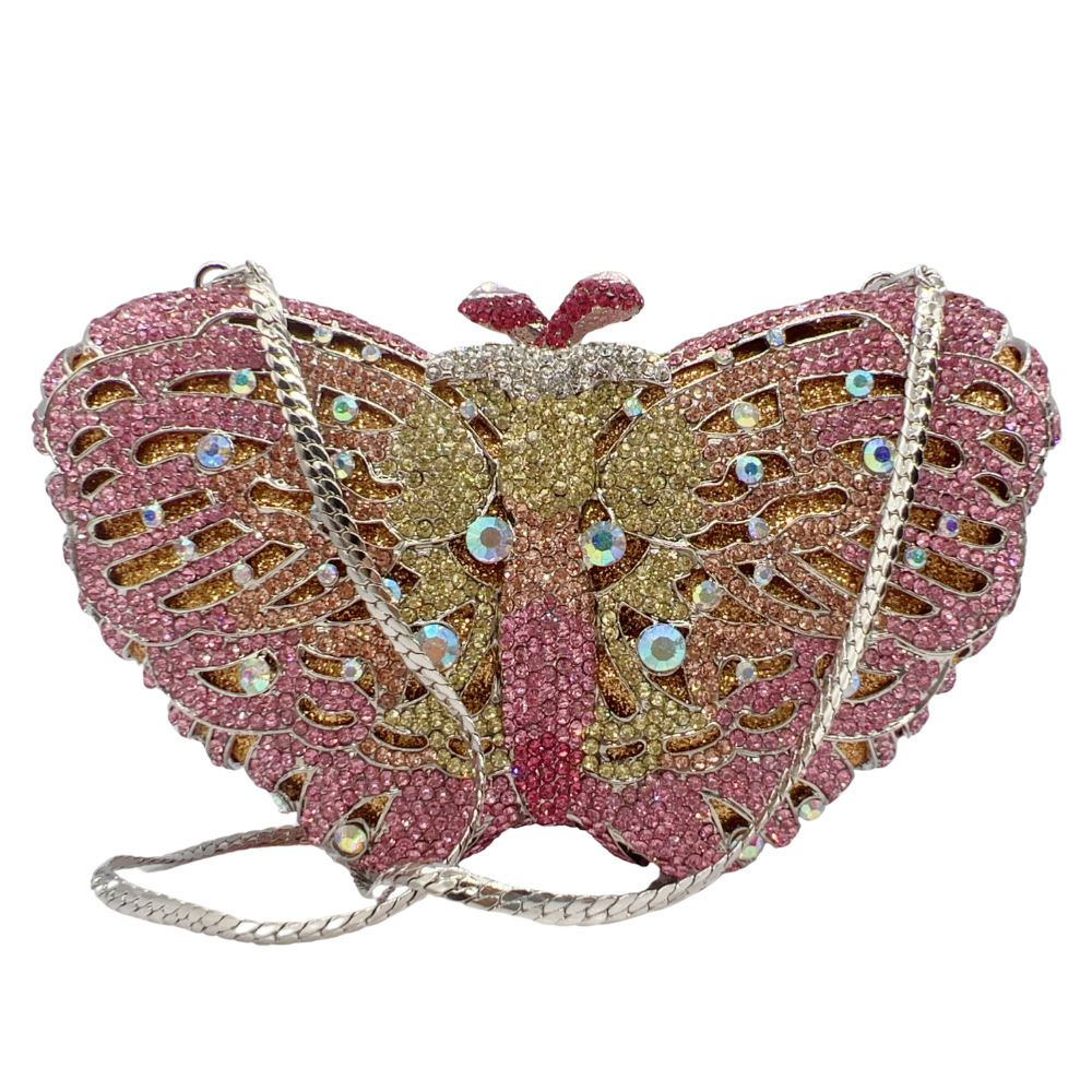 Butterfly Diamond Dinner Bag Empty Metal Hard Box Diamond Banquet Chain Clutch Women's Bag Sacs Marques Luxes Borsa Luxury Donna