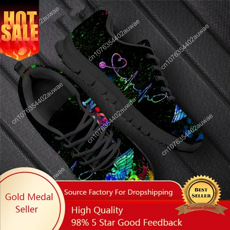 Nuove scarpe da infermiera per donna Heart Beat Brand Design BreathLadies Sneakers Flats Zapatos Mujer 46 Size Dropshipping
