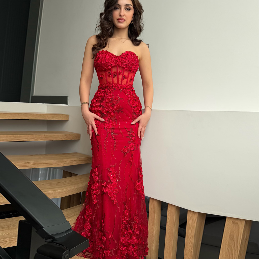Sexy Sweetheart Mermaid Evening Dress Handmade Flower Customized Vestido De Festa Fashion Organza Sleeveless Homecoming Dresses
