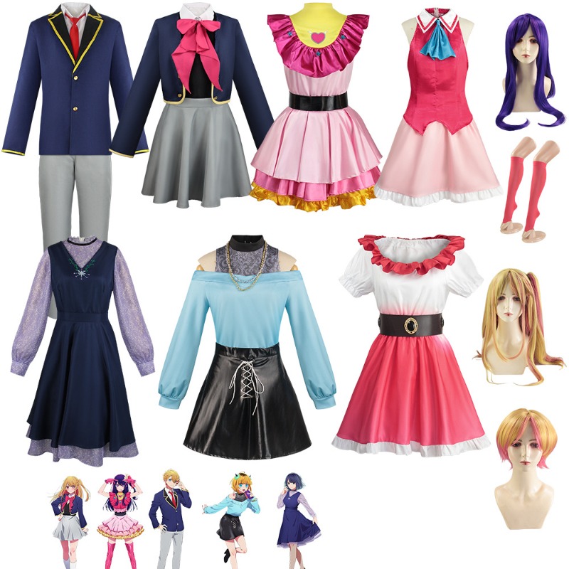 Anime Oshi no Ko Cosplay Ai Hoshino Rubin Akuamarin Arima Kana Cosplay Kostüm Mädchen Schuluniform Lolita Kleid Anzug Perücke