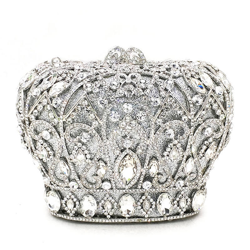 Rhinestone Dinner Bag Crown Shape Pointed Bottom Hollow Diamond Clutch Bag Chain Clutch Women's Woman Handbag Borsa Luxury Donna